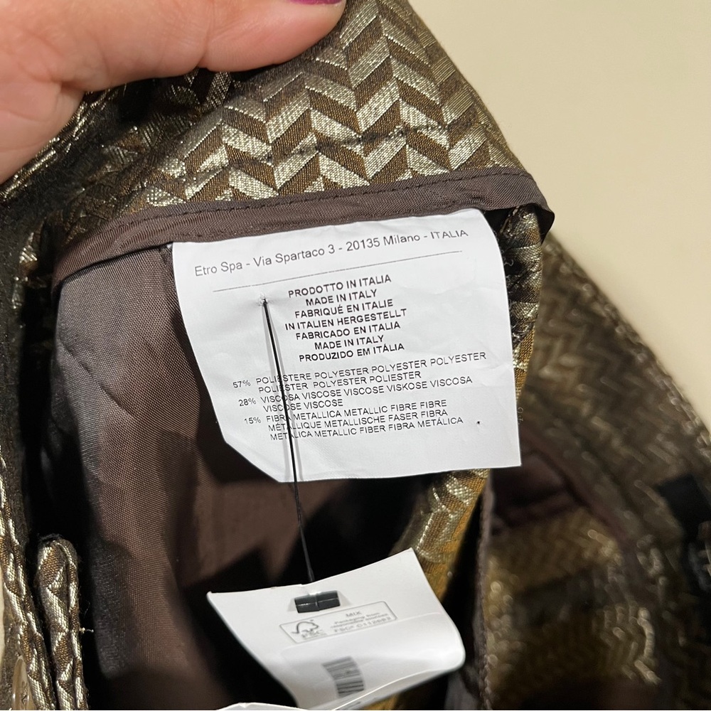 Etro 46 women's pants,metalic,silver/black straight dress pants Emma fit Gold - Picture 7 of 7